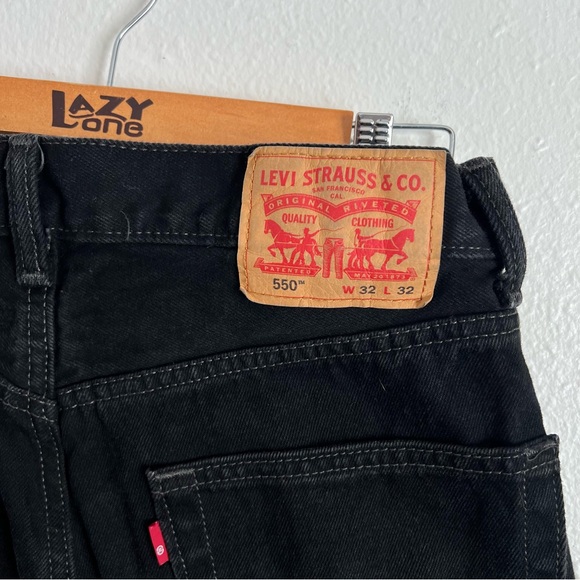 32 x 32 Levi's Men's Straight Black Denim Jeans - Deep Black - Picture 8 of 8